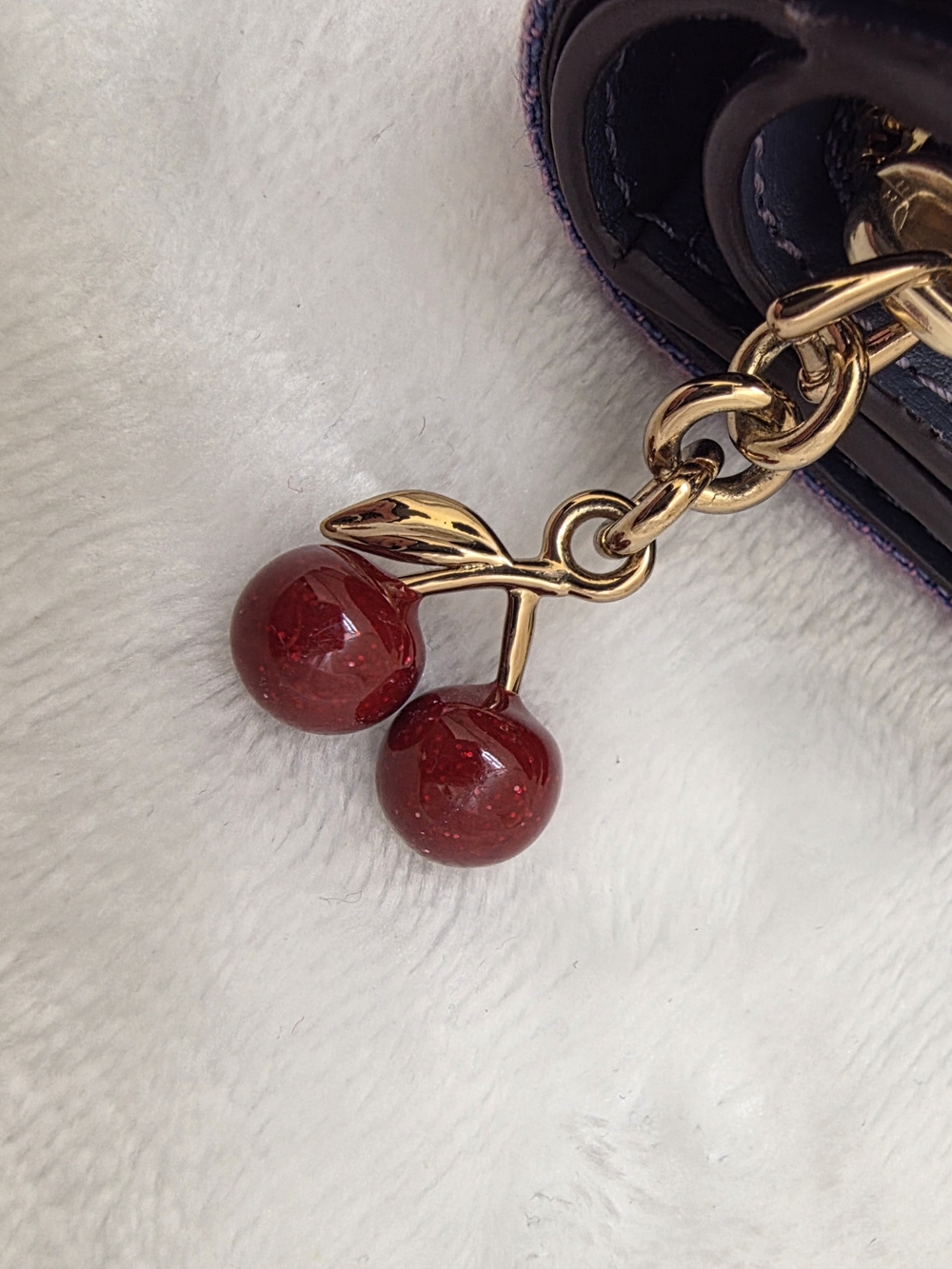 Custom Pink Washed Denim Coach Wallet | Cherry Charm Zip Around Upcycled Bag - Picture 6 of 10